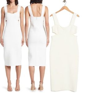Herve Ledger Ottoman White Bandage Cutout Pencil Dress